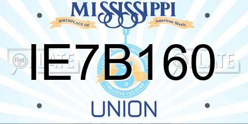 IE7B160 Mississippi License Plate