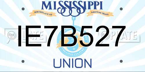 IE7B527 Mississippi License Plate