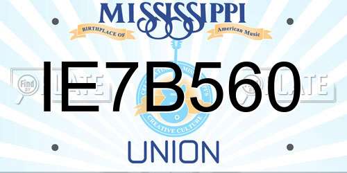 IE7B560 Mississippi License Plate