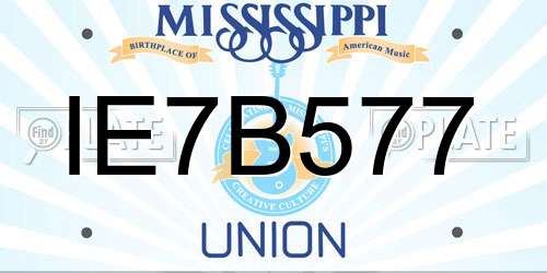 IE7B577 Mississippi License Plate
