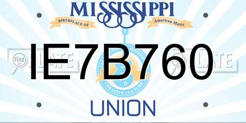 IE7B760 Mississippi License Plate