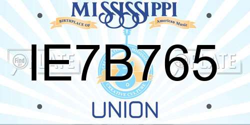 IE7B765 Mississippi License Plate