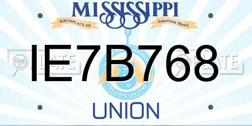 IE7B768 Mississippi License Plate
