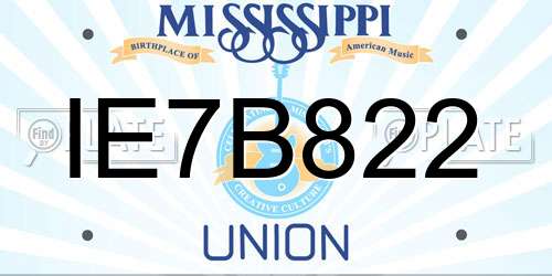 IE7B822 Mississippi License Plate
