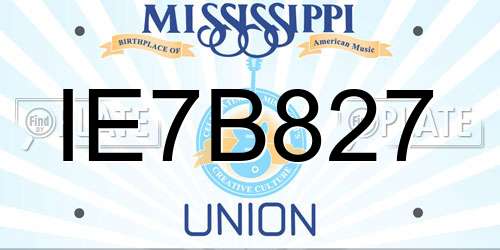 IE7B827 Mississippi License Plate
