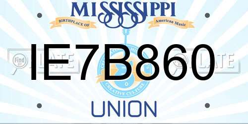 IE7B860 Mississippi License Plate