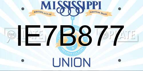 IE7B877 Mississippi License Plate