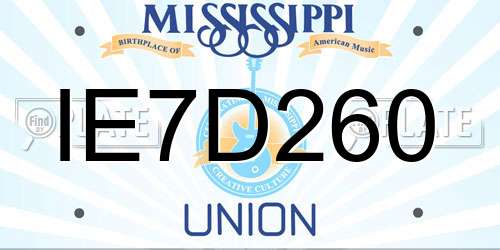IE7D260 Mississippi License Plate