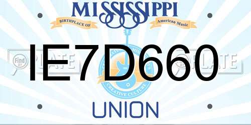 IE7D660 Mississippi License Plate