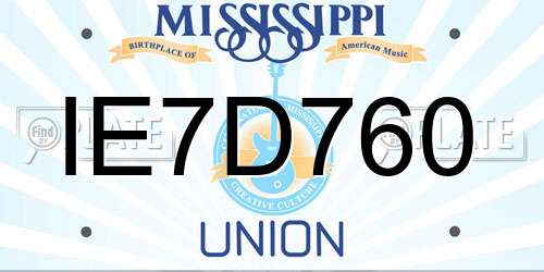 IE7D760 Mississippi License Plate