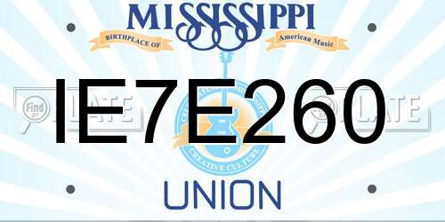 IE7E260 Mississippi License Plate