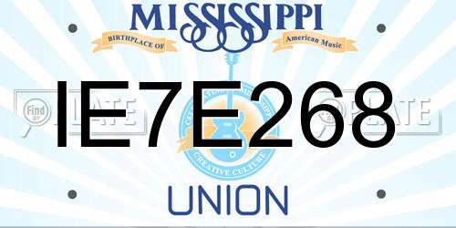 IE7E268 Mississippi License Plate
