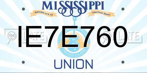 IE7E760 Mississippi License Plate