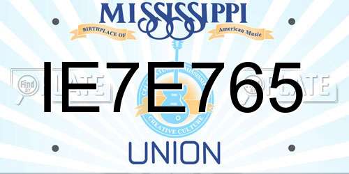 IE7E765 Mississippi License Plate