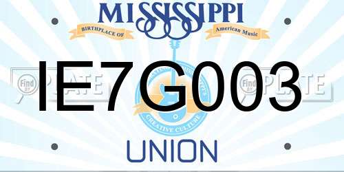 IE7G003 Mississippi License Plate