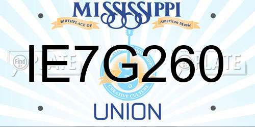 IE7G260 Mississippi License Plate