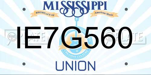 IE7G560 Mississippi License Plate