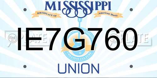 IE7G760 Mississippi License Plate