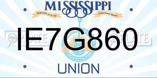 IE7G860 Mississippi License Plate