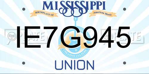 IE7G945 Mississippi License Plate