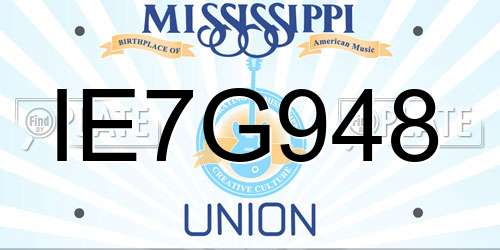 IE7G948 Mississippi License Plate