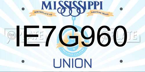 IE7G960 Mississippi License Plate
