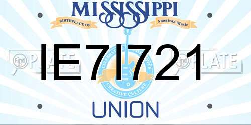 IE7I721 Mississippi License Plate