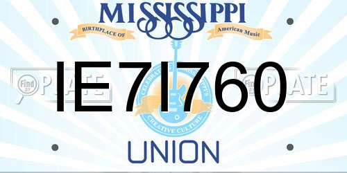 IE7I760 Mississippi License Plate