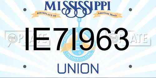 IE7I963 Mississippi License Plate