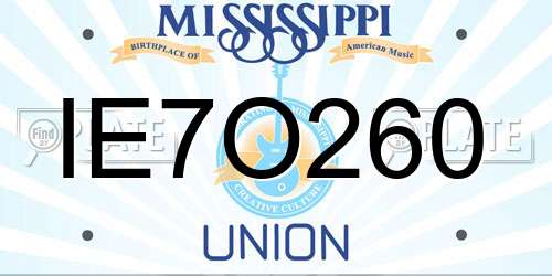 IE7O260 Mississippi License Plate