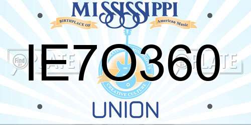 IE7O360 Mississippi License Plate