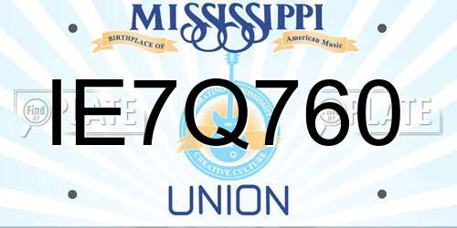IE7Q760 Mississippi License Plate