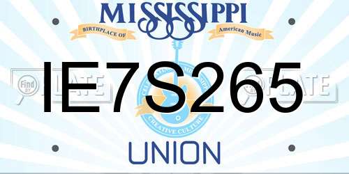 IE7S265 Mississippi License Plate