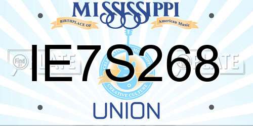 IE7S268 Mississippi License Plate
