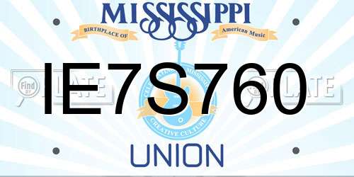 IE7S760 Mississippi License Plate