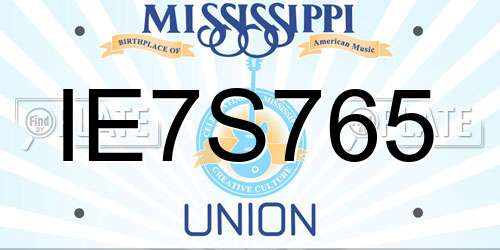 IE7S765 Mississippi License Plate