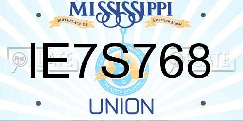 IE7S768 Mississippi License Plate