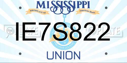 IE7S822 Mississippi License Plate
