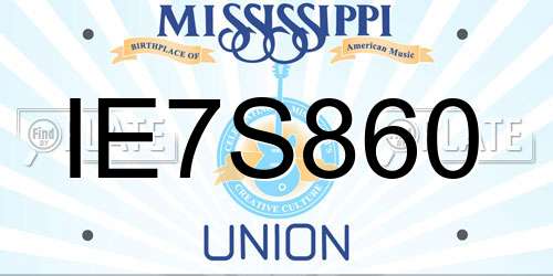 IE7S860 Mississippi License Plate