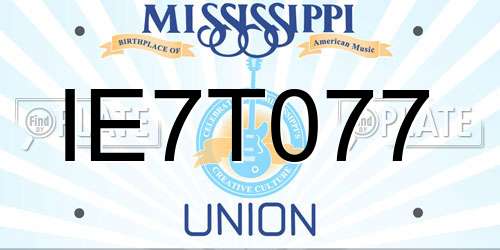 IE7T077 Mississippi License Plate
