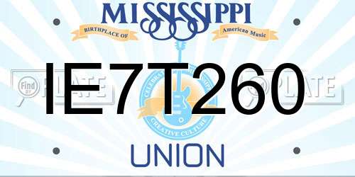 IE7T260 Mississippi License Plate