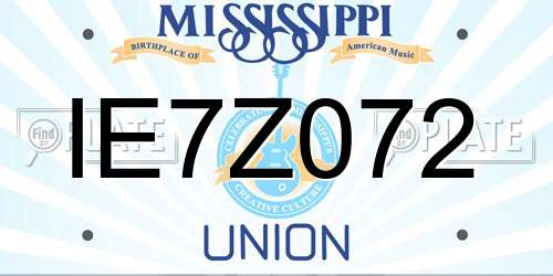 IE7Z072 Mississippi License Plate