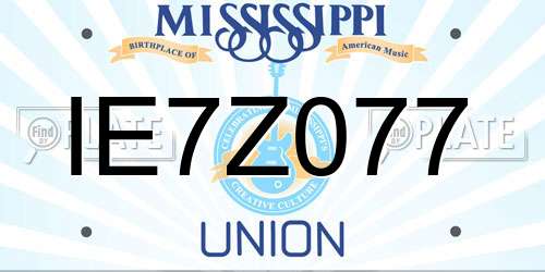 IE7Z077 Mississippi License Plate