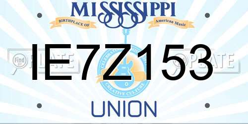 IE7Z153 Mississippi License Plate