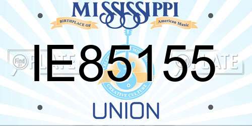 IE85155 Mississippi License Plate