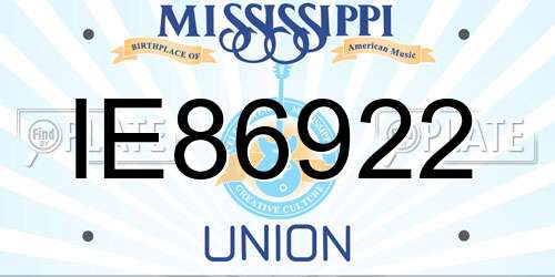 IE86922 Mississippi License Plate