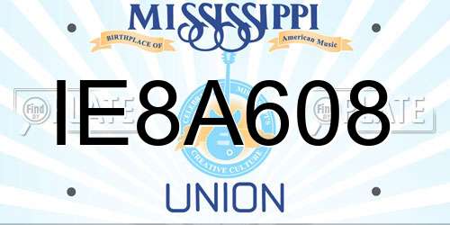 IE8A608 Mississippi License Plate