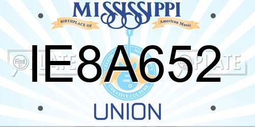 IE8A652 Mississippi License Plate