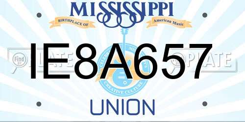 IE8A657 Mississippi License Plate
