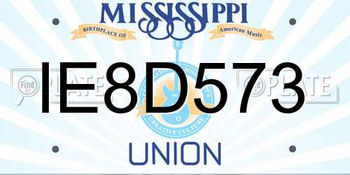 IE8D573 Mississippi License Plate